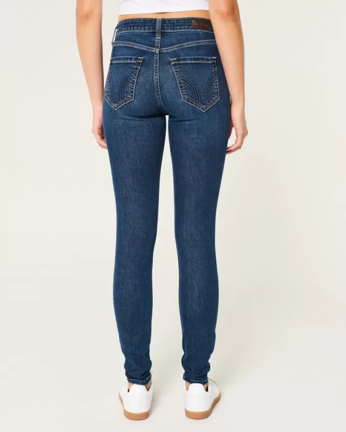 High-Rise Ripped Dark Wash Super Skinny Jeans,High-Rise Ripped Dark Wash Super Skinny Jeans