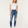 High-Rise Ripped Medium Wash Super Skinny Jeans,High-Rise Ripped Medium Wash Super Skinny Jeans