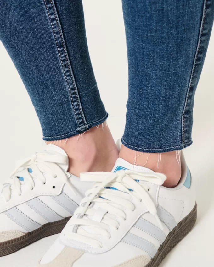 High-Rise Ripped Medium Wash Super Skinny Jeans,High-Rise Ripped Medium Wash Super Skinny Jeans