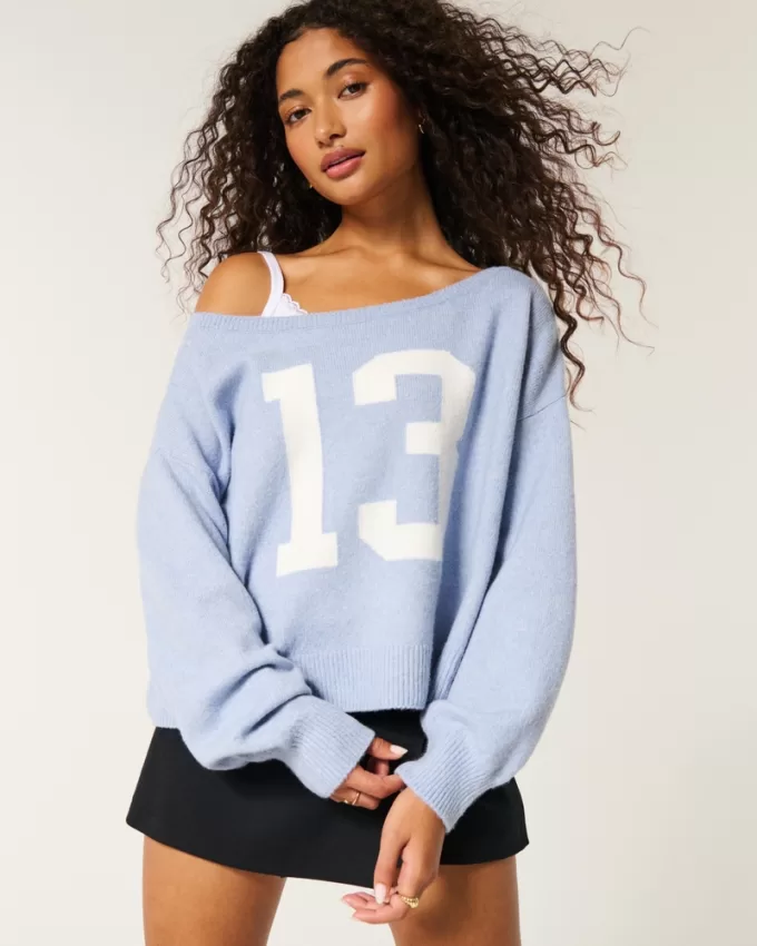 Hollister Comfy Cloud Easy Off-the-Shoulder Number Graphic Sweater,Hollister Comfy Cloud Easy Off-the-Shoulder Number Graphic Sweater Hollister Comfy Cloud Easy Off-the-Shoulder Number Graphic Sweater,Hollister Comfy Cloud Easy Off-the-Shoulder Number Graphic Sweater
