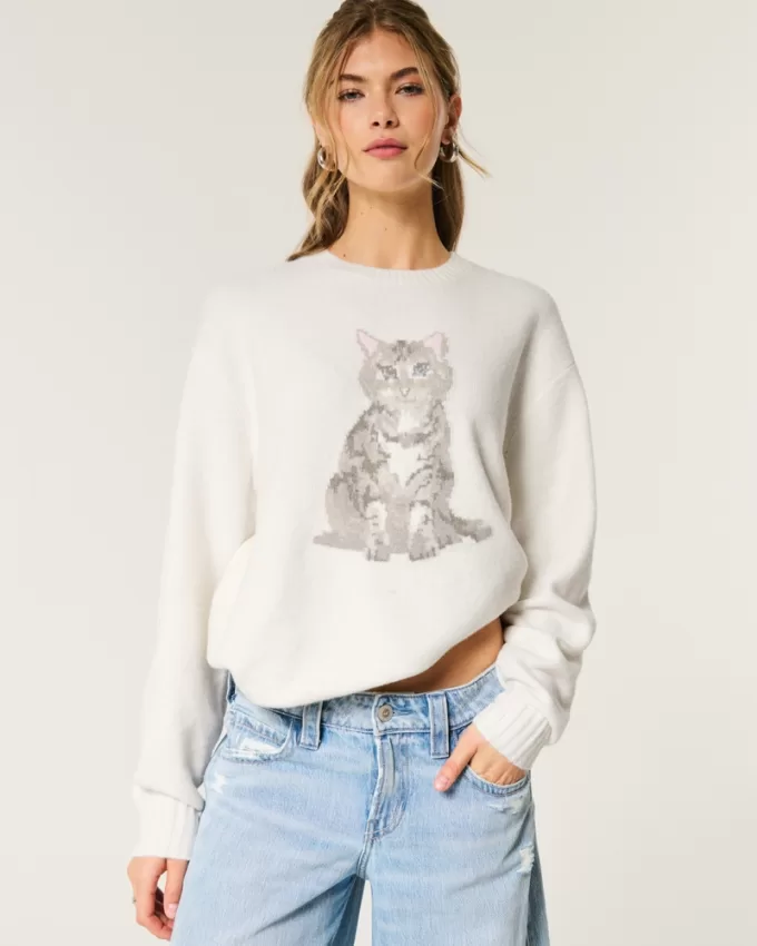 Hollister Comfy Cloud Kitten Graphic Sweater,Hollister Comfy Cloud Kitten Graphic Sweater Hollister Comfy Cloud Kitten Graphic Sweater,Hollister Comfy Cloud Kitten Graphic Sweater