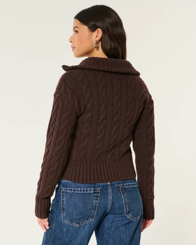 Hollister Comfy Cloud Zip-Up Cable-Knit Sweater,Hollister Comfy Cloud Zip-Up Cable-Knit Sweater Hollister Comfy Cloud Zip-Up Cable-Knit Sweater,Hollister Comfy Cloud Zip-Up Cable-Knit Sweater
