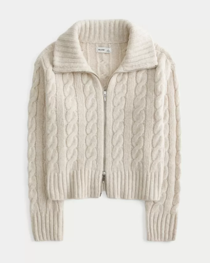 Hollister Comfy Cloud Zip-Up Cable-Knit Sweater,Hollister Comfy Cloud Zip-Up Cable-Knit Sweater Hollister Comfy Cloud Zip-Up Cable-Knit Sweater,Hollister Comfy Cloud Zip-Up Cable-Knit Sweater
