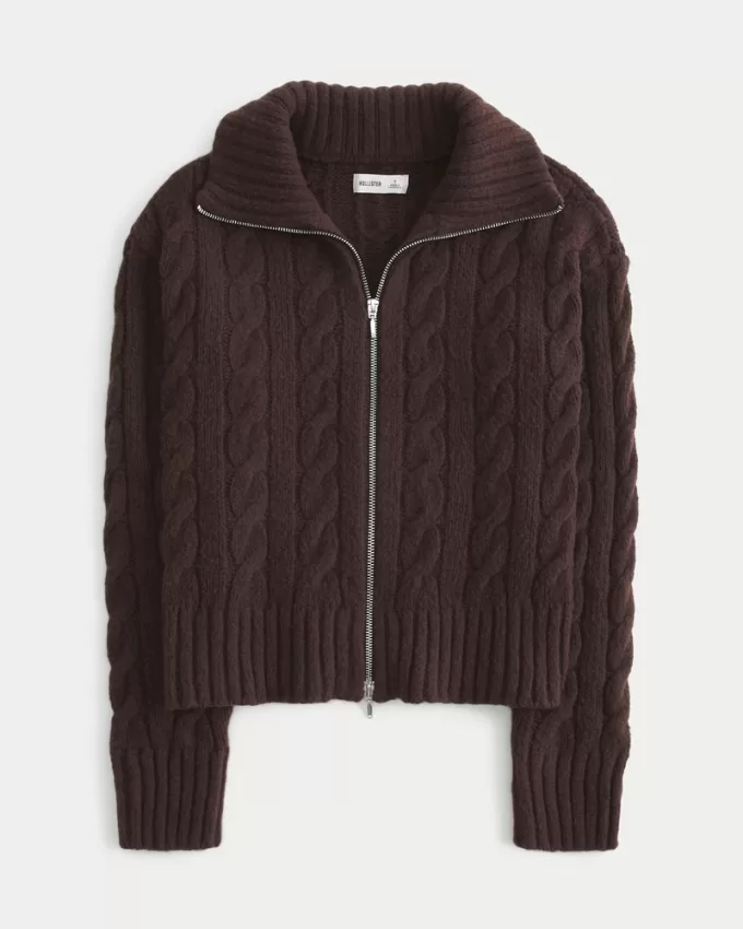 Hollister Comfy Cloud Zip-Up Cable-Knit Sweater,Hollister Comfy Cloud Zip-Up Cable-Knit Sweater Hollister Comfy Cloud Zip-Up Cable-Knit Sweater,Hollister Comfy Cloud Zip-Up Cable-Knit Sweater