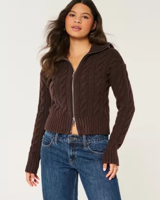 Hollister Comfy Cloud Zip-Up Cable-Knit Sweater,Hollister Comfy Cloud Zip-Up Cable-Knit Sweater Hollister Comfy Cloud Zip-Up Cable-Knit Sweater,Hollister Comfy Cloud Zip-Up Cable-Knit Sweater