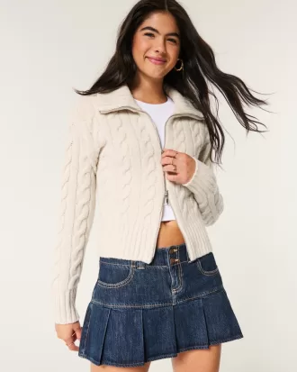 Hollister Comfy Cloud Zip-Up Cable-Knit Sweater,Hollister Comfy Cloud Zip-Up Cable-Knit Sweater Hollister Comfy Cloud Zip-Up Cable-Knit Sweater,Hollister Comfy Cloud Zip-Up Cable-Knit Sweater