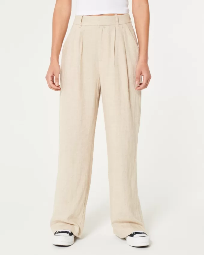 Hollister Livvy Ultra High-Rise Linen-Blend Wide-Leg Pants,Hollister Livvy Ultra High-Rise Linen-Blend Wide-Leg Pants Hollister Livvy Ultra High-Rise Linen-Blend Wide-Leg Pants,Hollister Livvy Ultra High-Rise Linen-Blend Wide-Leg Pants