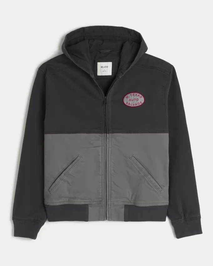 Hooded Zip-Up Workwear Jacket,Hooded Zip-Up Workwear Jacket