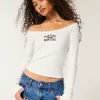 Lace Trim Off-the-Shoulder Montauk Graphic Tee,Lace Trim Off-the-Shoulder Montauk Graphic Tee Lace Trim Off-the-Shoulder Montauk Graphic Tee,Lace Trim Off-the-Shoulder Montauk Graphic Tee