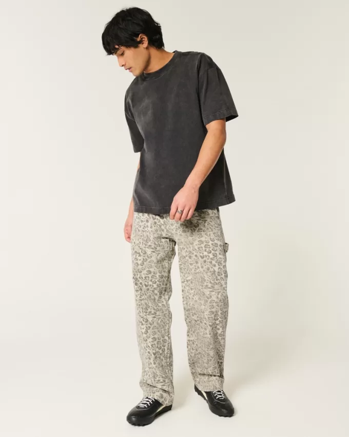 Leopard Print Baggy Painter Jeans,Leopard Print Baggy Painter Jeans Leopard Print Baggy Painter Jeans,Leopard Print Baggy Painter Jeans