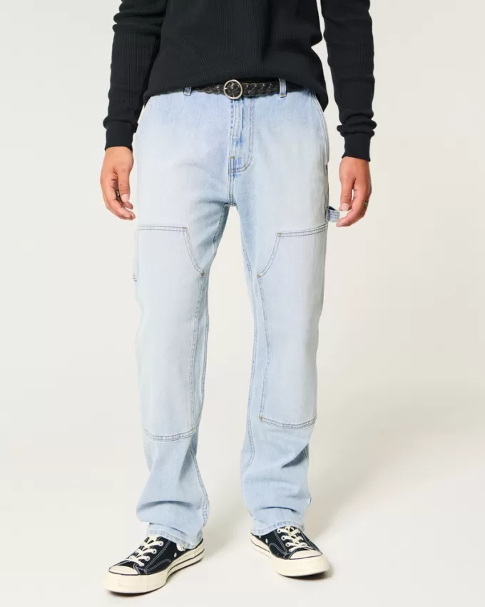 Light Wash Loose Carpenter Jeans,Light Wash Loose Carpenter Jeans Light Wash Loose Carpenter Jeans,Light Wash Loose Carpenter Jeans