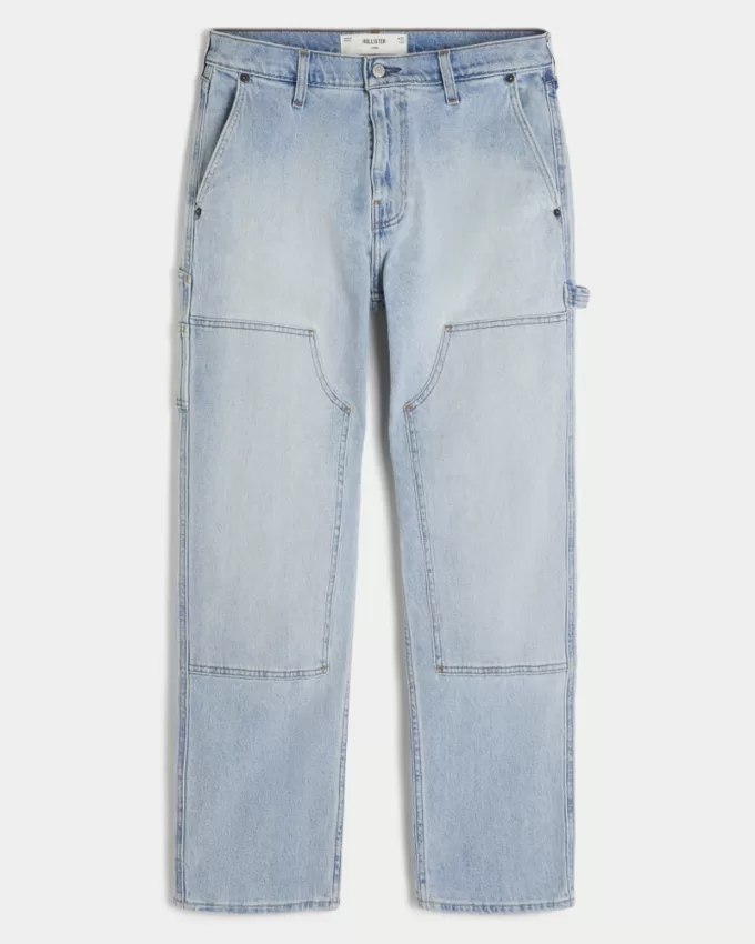 Light Wash Loose Carpenter Jeans,Light Wash Loose Carpenter Jeans Light Wash Loose Carpenter Jeans,Light Wash Loose Carpenter Jeans