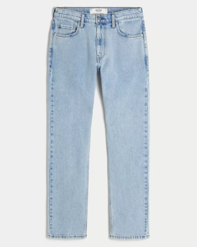 Light Wash Slim Straight Jeans,Light Wash Slim Straight Jeans