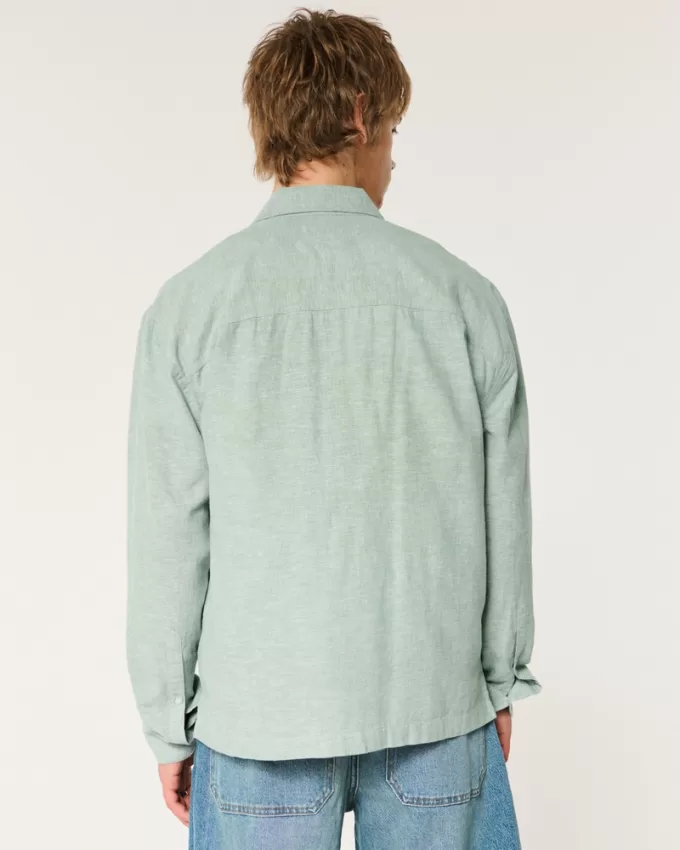 Linen-Blend Button-Through Shirt,Linen-Blend Button-Through Shirt Linen-Blend Button-Through Shirt,Linen-Blend Button-Through Shirt