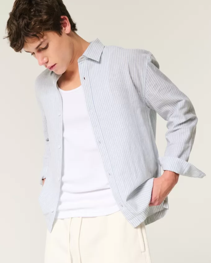 Linen-Blend Button-Through Shirt,Linen-Blend Button-Through Shirt Linen-Blend Button-Through Shirt,Linen-Blend Button-Through Shirt