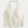 Linen-Blend Halter Vest,Linen-Blend Halter Vest Linen-Blend Halter Vest,Linen-Blend Halter Vest