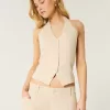 Linen-Blend Halter Vest,Linen-Blend Halter Vest Linen-Blend Halter Vest,Linen-Blend Halter Vest