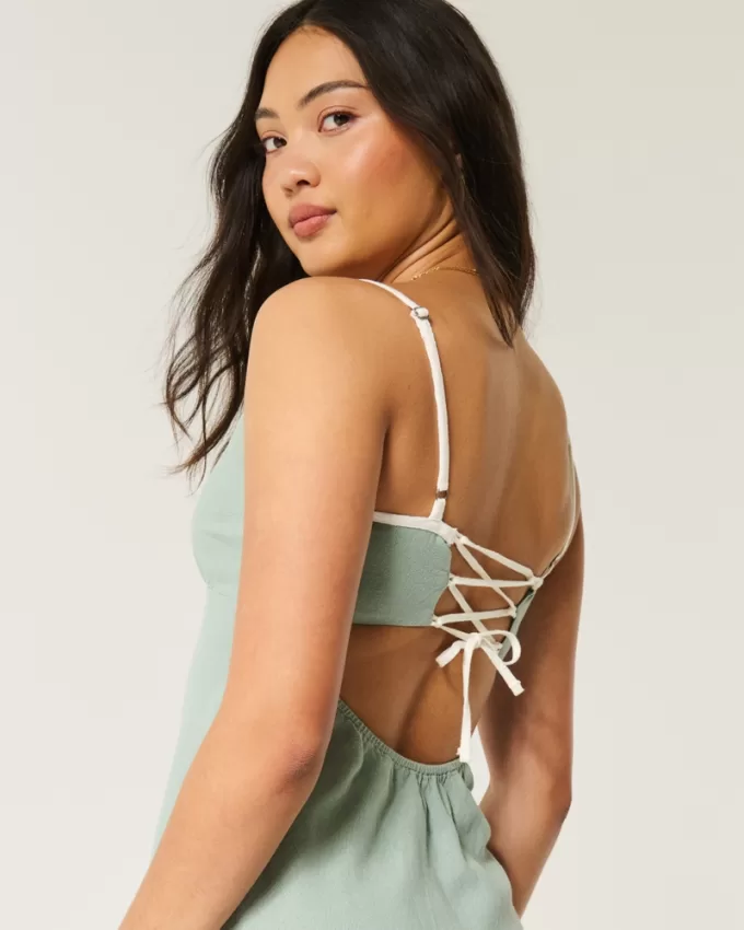 Linen-Blend Open-Back Slip Midi Dress,Linen-Blend Open-Back Slip Midi Dress Linen-Blend Open-Back Slip Midi Dress,Linen-Blend Open-Back Slip Midi Dress