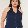 Linen-Blend Open-Back Vest,Linen-Blend Open-Back Vest Linen-Blend Open-Back Vest,Linen-Blend Open-Back Vest