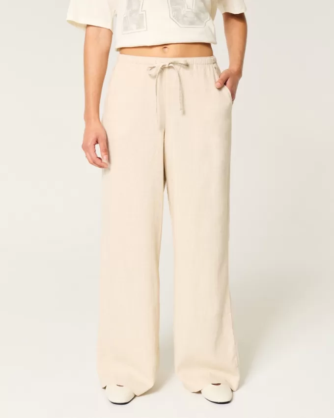 Linen-Blend Pull-On Baggy Pants,Linen-Blend Pull-On Baggy Pants Linen-Blend Pull-On Baggy Pants,Linen-Blend Pull-On Baggy Pants