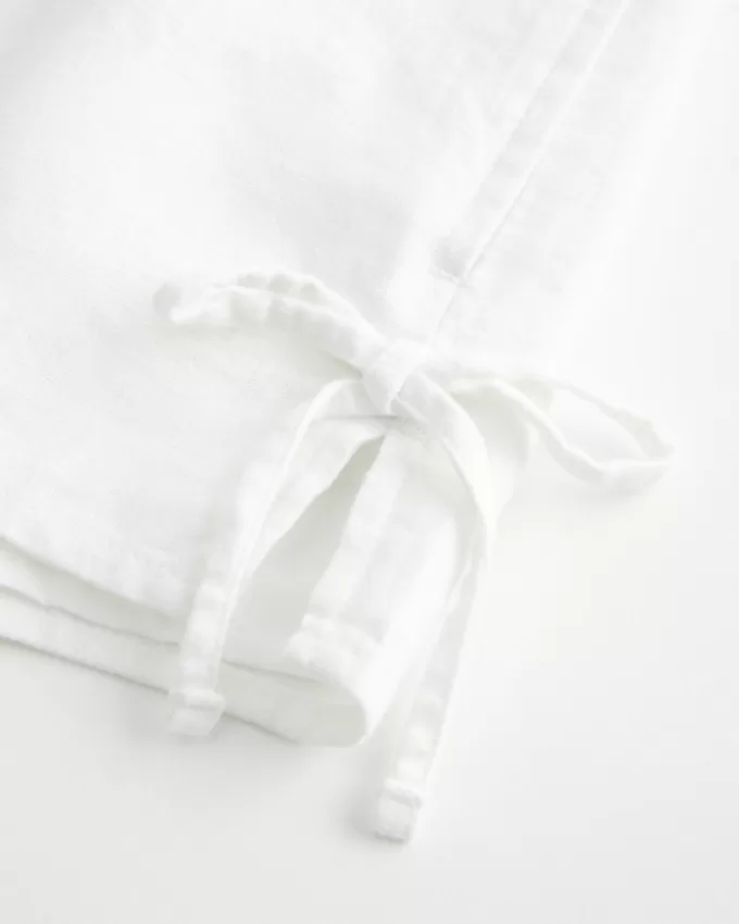 Linen-Blend Side Bow Soft Shorts,Linen-Blend Side Bow Soft Shorts Linen-Blend Side Bow Soft Shorts,Linen-Blend Side Bow Soft Shorts