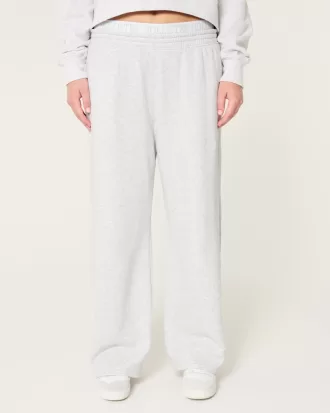 Logo Waist Fleece Wide-Leg Pants,Logo Waist Fleece Wide-Leg Pants
