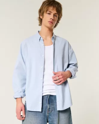 Long-Sleeve Baggy Oxford Shirt,Long-Sleeve Baggy Oxford Shirt