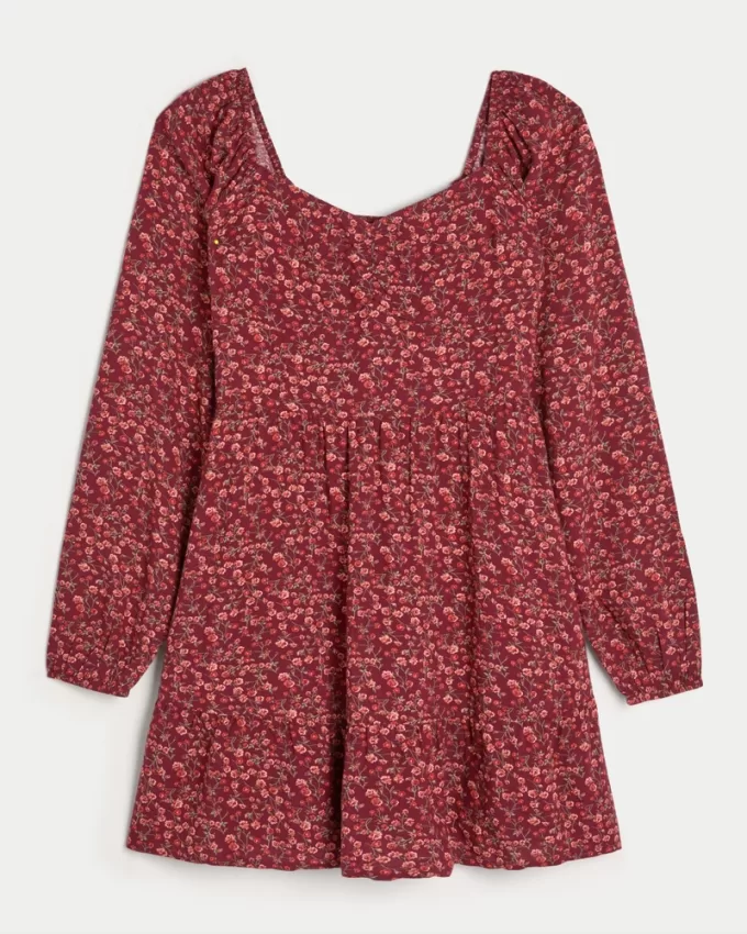 Long-Sleeve Cinch Bust Mini Dress,Long-Sleeve Cinch Bust Mini Dress Long-Sleeve Cinch Bust Mini Dress,Long-Sleeve Cinch Bust Mini Dress