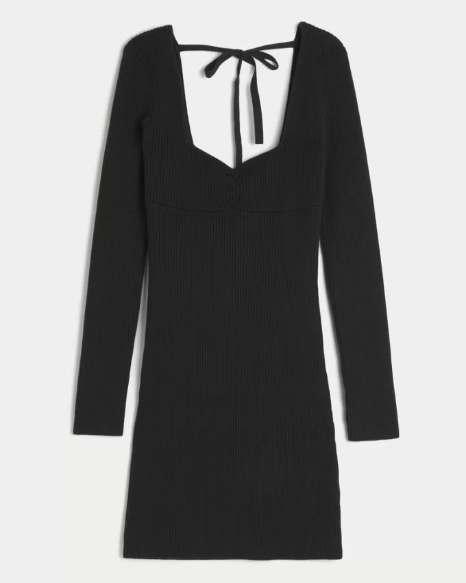 Long-Sleeve Cinch Bust Open-Back Sweater Dress,Long-Sleeve Cinch Bust Open-Back Sweater Dress Long-Sleeve Cinch Bust Open-Back Sweater Dress,Long-Sleeve Cinch Bust Open-Back Sweater Dress