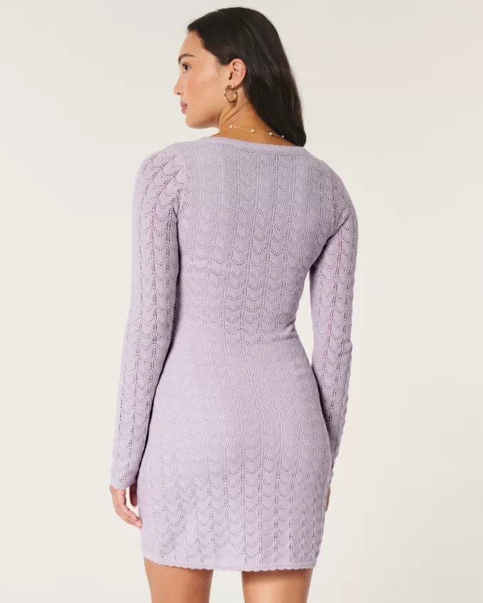 Long-Sleeve Crochet-Style Mini Dress,Long-Sleeve Crochet-Style Mini Dress Long-Sleeve Crochet-Style Mini Dress,Long-Sleeve Crochet-Style Mini Dress