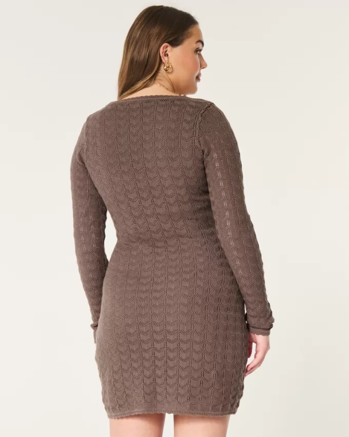 Long-Sleeve Crochet-Style Mini Dress,Long-Sleeve Crochet-Style Mini Dress Long-Sleeve Crochet-Style Mini Dress,Long-Sleeve Crochet-Style Mini Dress
