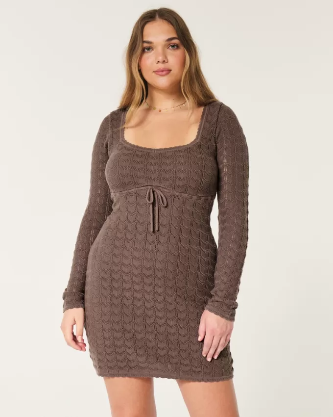 Long-Sleeve Crochet-Style Mini Dress,Long-Sleeve Crochet-Style Mini Dress Long-Sleeve Crochet-Style Mini Dress,Long-Sleeve Crochet-Style Mini Dress