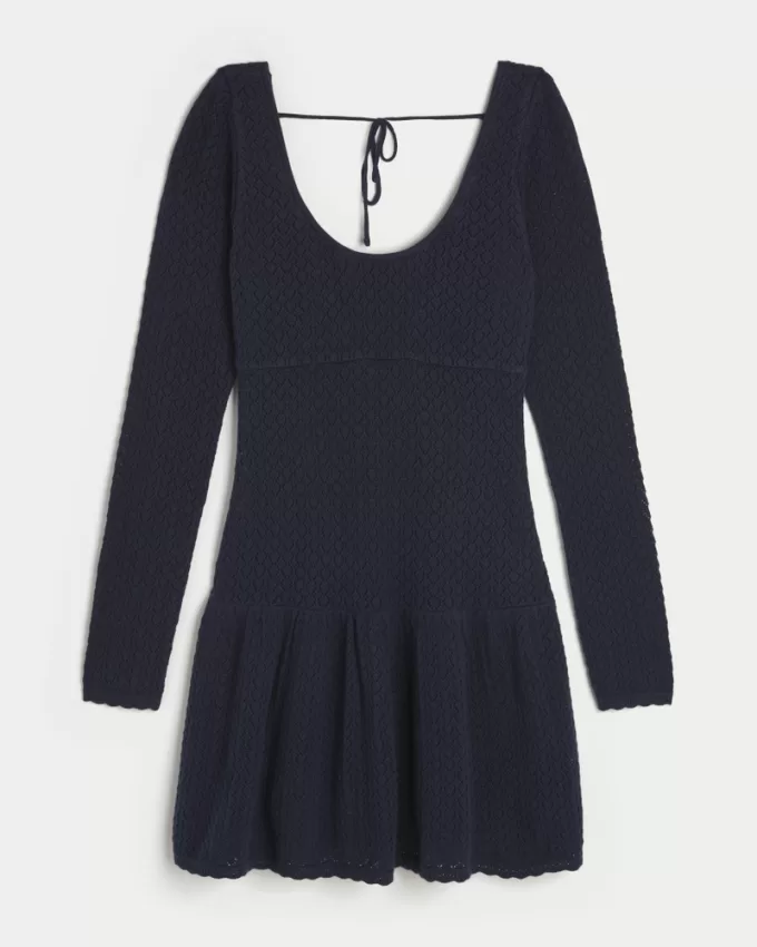 Long-Sleeve Drop-Waist Crochet-Style Mini Skater Dress,Long-Sleeve Drop-Waist Crochet-Style Mini Skater Dress Long-Sleeve Drop-Waist Crochet-Style Mini Skater Dress,Long-Sleeve Drop-Waist Crochet-Style Mini Skater Dress