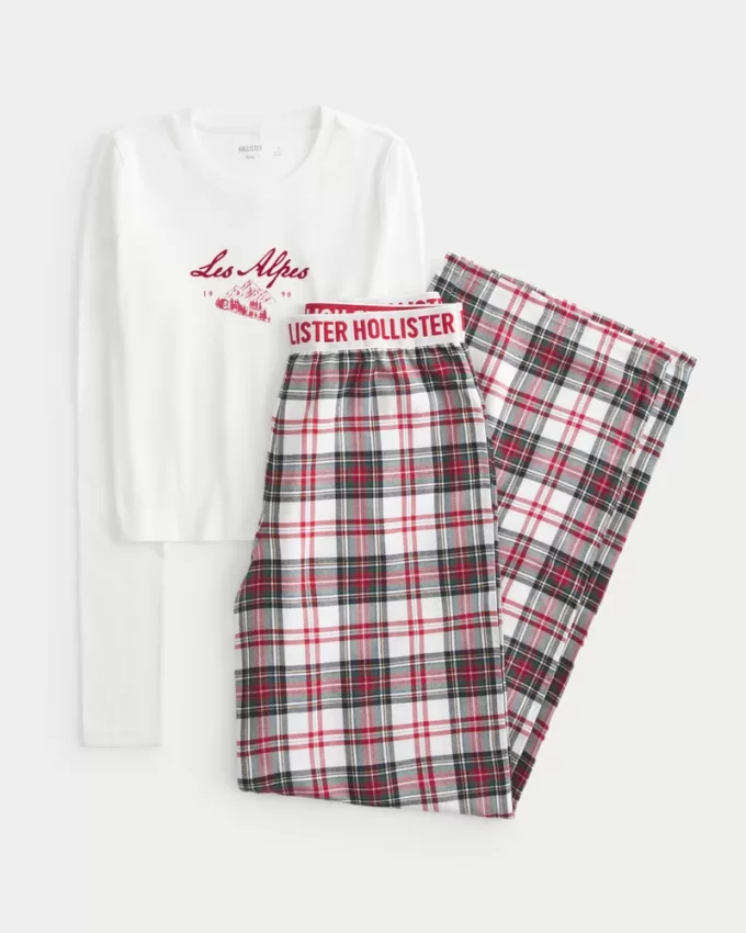 Long-Sleeve Graphic Tee & Flannel Pajama Pants Set,Long-Sleeve Graphic Tee & Flannel Pajama Pants Set Long-Sleeve Graphic Tee & Flannel Pajama Pants Set,Long-Sleeve Graphic Tee & Flannel Pajama Pants Set