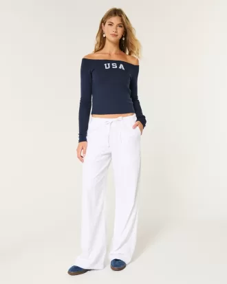 Long-Sleeve Off-the-Shoulder USA Graphic Baby Tee,Long-Sleeve Off-the-Shoulder USA Graphic Baby Tee Long-Sleeve Off-the-Shoulder USA Graphic Baby Tee,Long-Sleeve Off-the-Shoulder USA Graphic Baby Tee