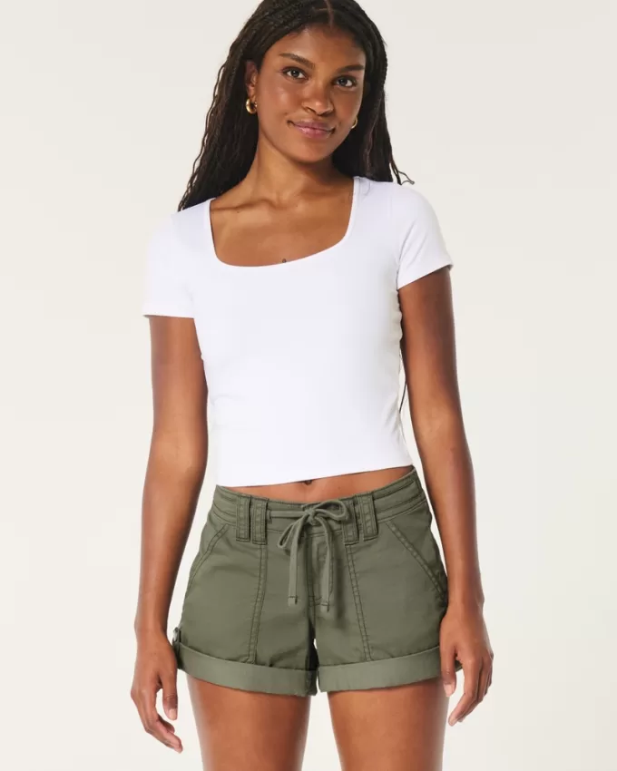 Low-Rise Adjustable Hem Shorts,Low-Rise Adjustable Hem Shorts Low-Rise Adjustable Hem Shorts,Low-Rise Adjustable Hem Shorts