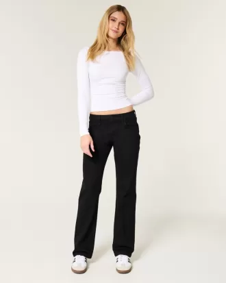 Low-Rise Black Relaxed Straight Jeans,Low-Rise Black Relaxed Straight Jeans