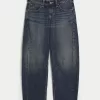 Low Rise Dark Wash Barrel Jeans,Low Rise Dark Wash Barrel Jeans