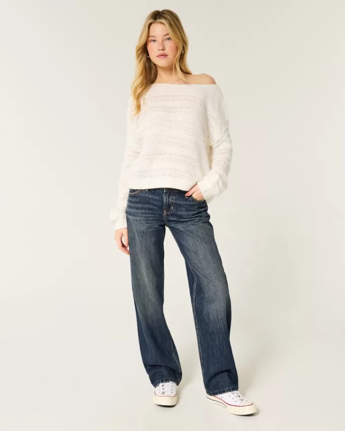 Low-Rise Dark Wash Loose Jeans,Low-Rise Dark Wash Loose Jeans