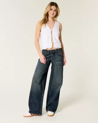 Low-Rise Dark Wash Super Baggy Jeans,Low-Rise Dark Wash Super Baggy Jeans