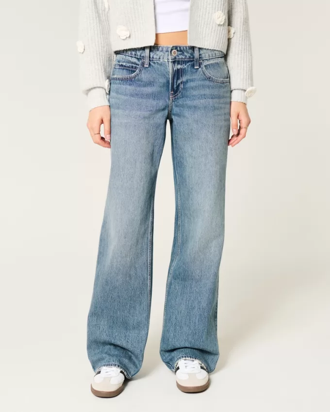 Low-Rise Floral Embroidered Medium Wash Baggy Jeans,Low-Rise Floral Embroidered Medium Wash Baggy Jeans Low-Rise Floral Embroidered Medium Wash Baggy Jeans,Low-Rise Floral Embroidered Medium Wash Baggy Jeans