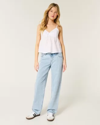 Low-Rise Light Wash Loose Jeans,Low-Rise Light Wash Loose Jeans