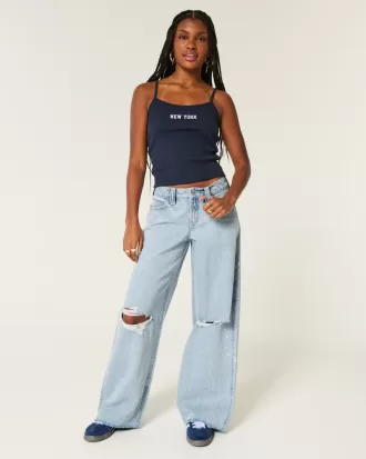 Low-Rise Light Wash Ripped Super Baggy Jeans,Low-Rise Light Wash Ripped Super Baggy Jeans