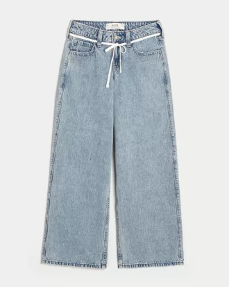 Low-Rise Light Wash Shoelace Super Baggy Jeans,Low-Rise Light Wash Shoelace Super Baggy Jeans