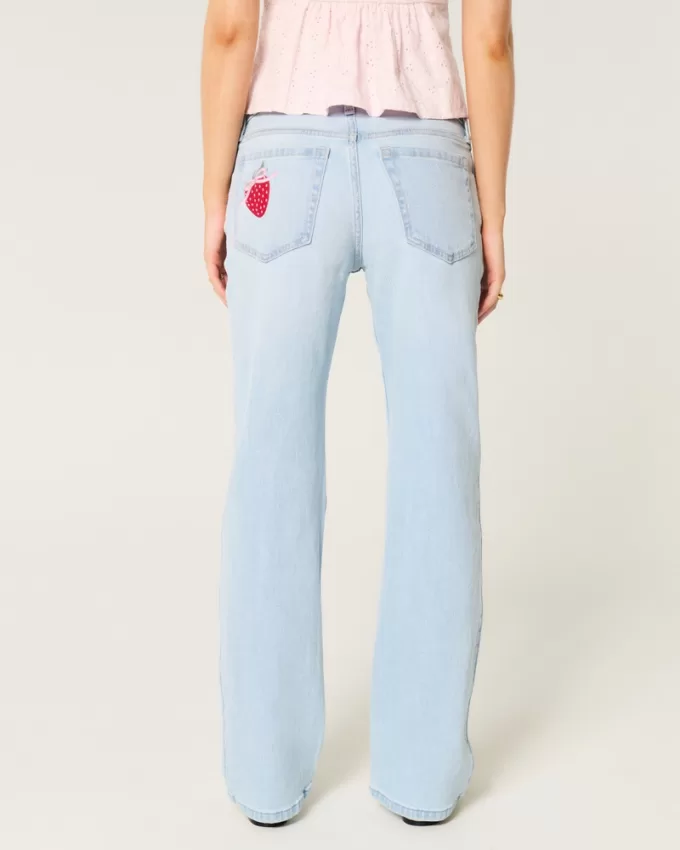 Low-Rise Light Wash Strawberry Graphic Relaxed Straight Jeans,Low-Rise Light Wash Strawberry Graphic Relaxed Straight Jeans Low-Rise Light Wash Strawberry Graphic Relaxed Straight Jeans,Low-Rise Light Wash Strawberry Graphic Relaxed Straight Jeans