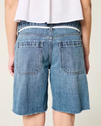 Low-Rise Medium Wash Baggy Jort,Low-Rise Medium Wash Baggy Jort