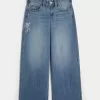 Low-Rise Medium Wash Floral Embroidery Super Baggy Jeans,Low-Rise Medium Wash Floral Embroidery Super Baggy Jeans