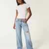 Low-Rise Medium Wash Floral Ripped Baggy Jeans,Low-Rise Medium Wash Floral Ripped Baggy Jeans