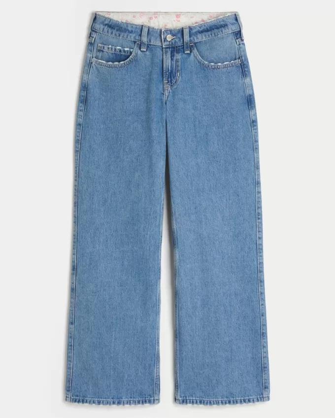 Low-Rise Medium Wash Foldover Waist Baggy Jean,Low-Rise Medium Wash Foldover Waist Baggy Jean Low-Rise Medium Wash Foldover Waist Baggy Jean,Low-Rise Medium Wash Foldover Waist Baggy Jean