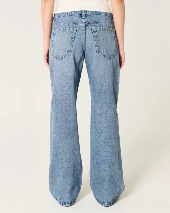 Low-Rise Medium Wash Studded Baggy Jeans,Low-Rise Medium Wash Studded Baggy Jeans Low-Rise Medium Wash Studded Baggy Jeans,Low-Rise Medium Wash Studded Baggy Jeans